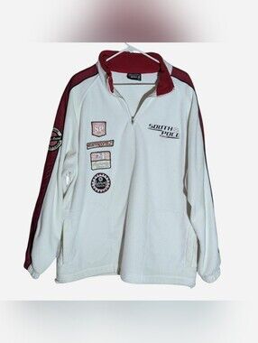South Pole White & Burgundy Patchwork Quarter-Zip Pullover